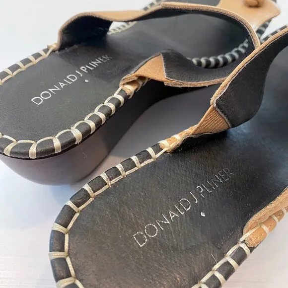 Donald J. Pliner Soft Brown Tan Vachetta Leather Sandals Heels‎ US Size 7.5 M