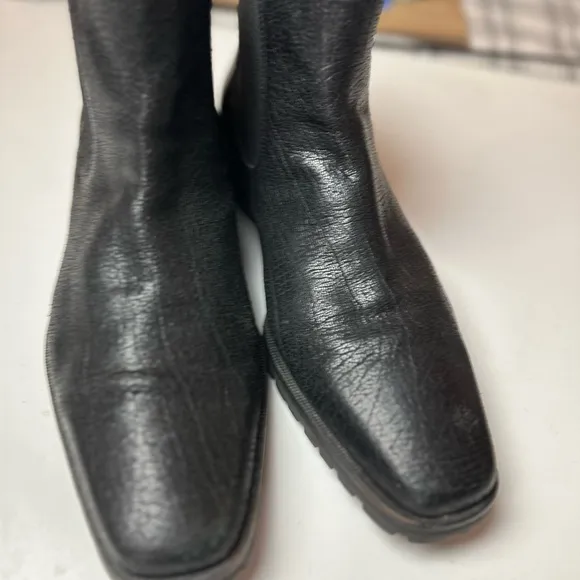 Donald Pliner Black Shimmer Leather Rigg MemoryFoam Footbed Mens Dress Boot 10.5
