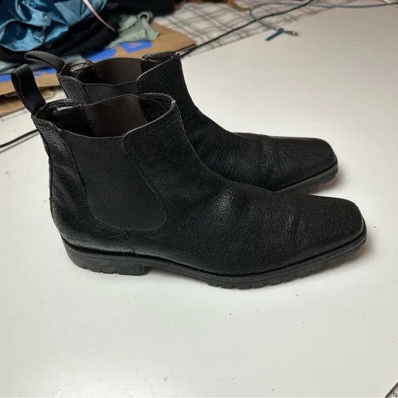 Donald Pliner Black Shimmer Leather Rigg MemoryFoam Footbed Mens Dress Boot 10.5
