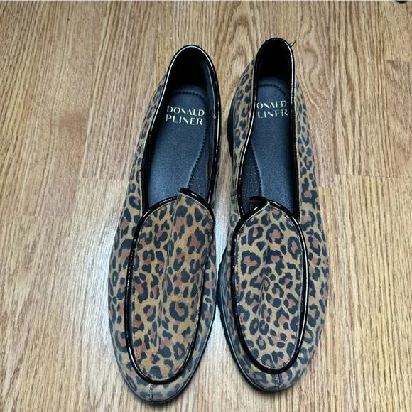 Donald Pliner Eclipse Leopard Print Lug Sole Leather Blend Shoes Loafers Size 11