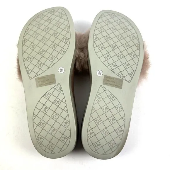 Donald Pliner Furfi Slide 8 Rabbit Fur Platform Blush Pink Sandal Shoes Rare