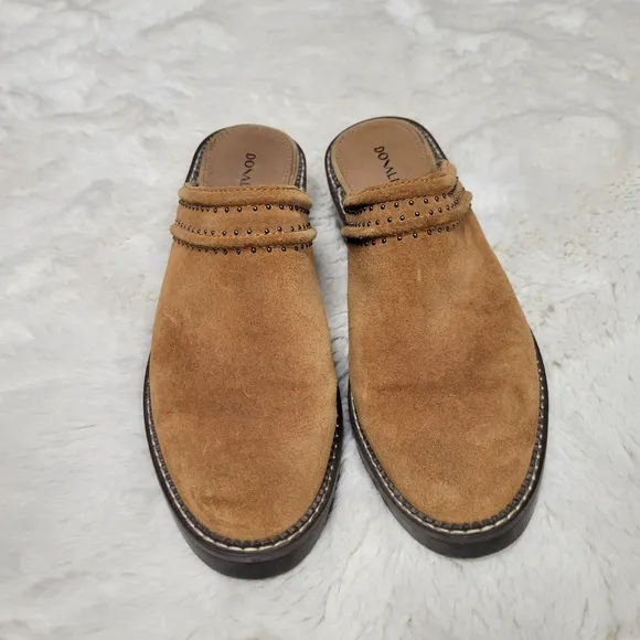 Donald Pliner Womens Sahara  Studded Mules Leather Chestnut Shoes Size 7.5 Lug
