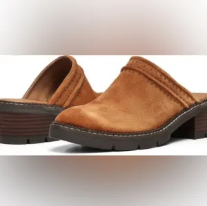 Donald Pliner Womens Sahara  Studded Mules Leather Chestnut Shoes Size 7.5 Lug