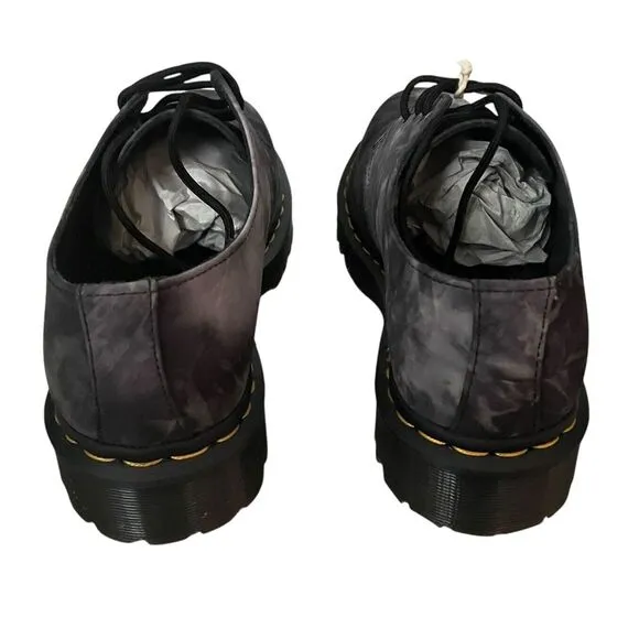 Dr Doc Martens Pleasures 1461 Bex NEW Men's 9 Lady's 10 Black Tie-Dye Boat Shoes