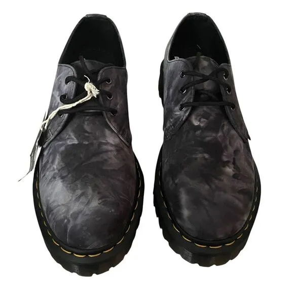 Dr Doc Martens Pleasures 1461 Bex NEW Men's 9 Lady's 10 Black Tie-Dye Boat Shoes