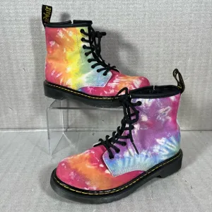 Dr. Martens 1460 Rainbow Tie Dye Leather Combat &amp; Lace-Up Boots SZ US3/EU 34