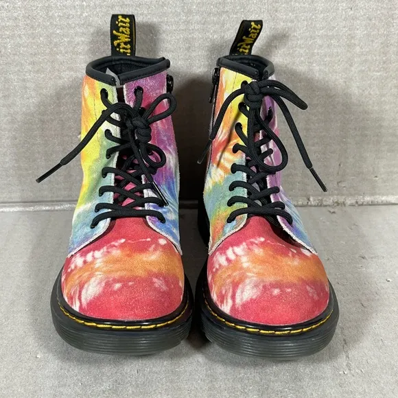 Dr. Martens 1460 Rainbow Tie Dye Leather Combat &amp; Lace-Up Boots SZ US3/EU 34