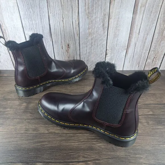 Dr. Martens 2976 Leonore Faux Fur Leather Pull On Chelsea Boot Women's Sz 11
