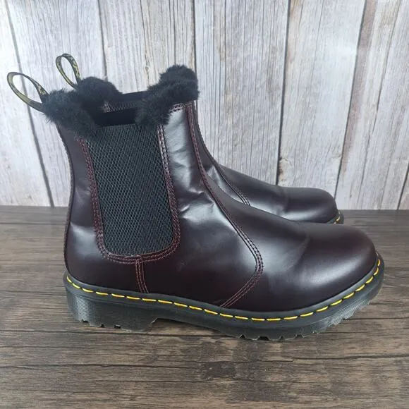 Dr. Martens 2976 Leonore Faux Fur Leather Pull On Chelsea Boot Women's Sz 11