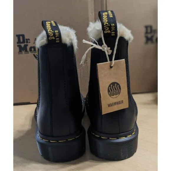 Dr. Martens 2976 Leonore Faux Fur Lined Black Leather Chelsea Boots UK 7 NIB
