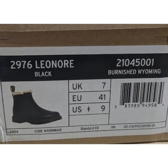 Dr. Martens 2976 Leonore Faux Fur Lined Black Leather Chelsea Boots UK 7 NIB
