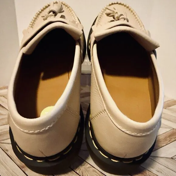 Dr Martens Adrian Women's 9 Virginia Leather Tassel Loafer Shoes Taupe Kiltie