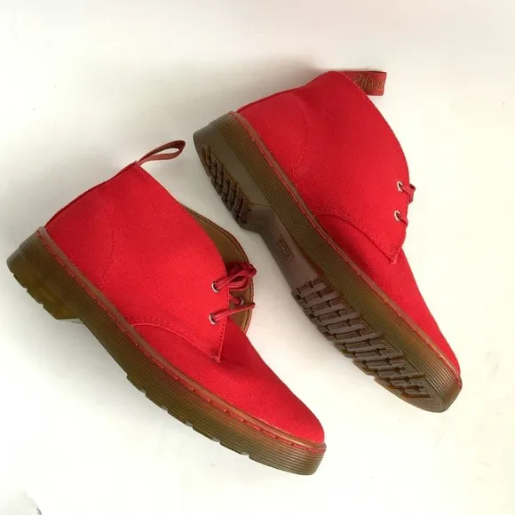 Dr. Martens Ankle Boots Women Size 5M Red Daytona Fabric Shoes