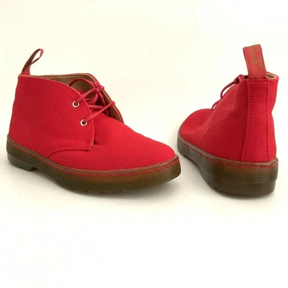 Dr. Martens Ankle Boots Women Size 5M Red Daytona Fabric Shoes