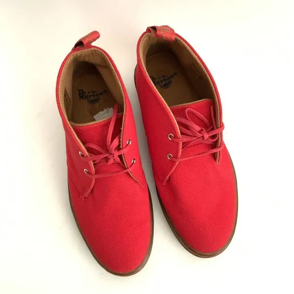 Dr. Martens Ankle Boots Women Size 5M Red Daytona Fabric Shoes