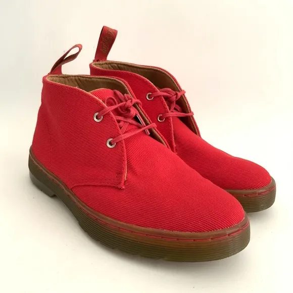 Dr. Martens Ankle Boots Women Size 5M Red Daytona Fabric Shoes