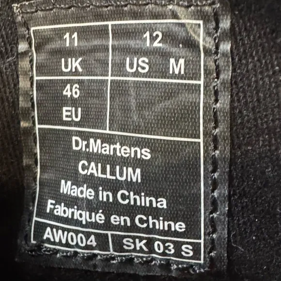 Dr Martens Callum Canvas Oxford Shoes in Black Sz 12