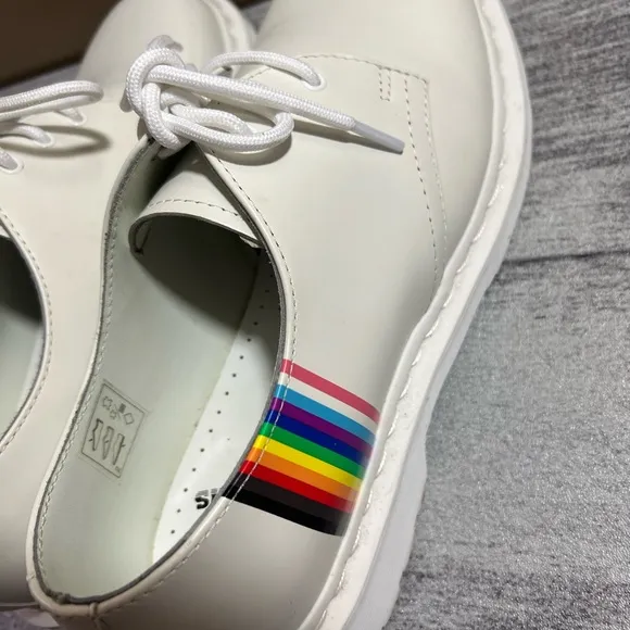 Dr. Martens For Pride Oxford Shoes - White Smooth Leather - Size 9