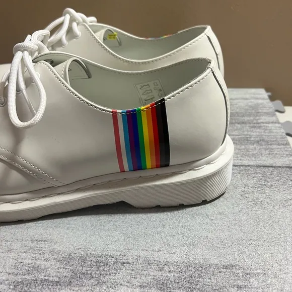 Dr. Martens For Pride Oxford Shoes - White Smooth Leather - Size 9