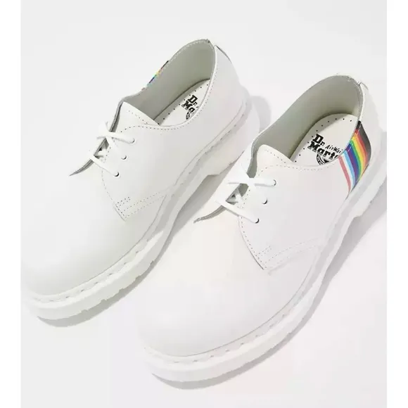Dr. Martens For Pride Oxford Shoes - White Smooth Leather - Size 9