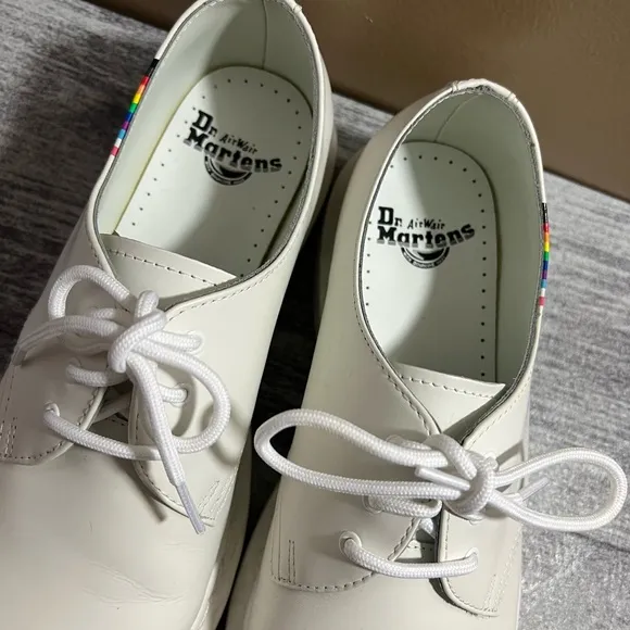 Dr. Martens For Pride Oxford Shoes - White Smooth Leather - Size 9