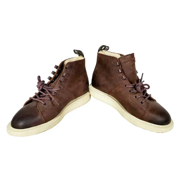 Dr. Martens LESBOOTFL Brown Leather Faux Fur Lined Boots Womens 6, Fit 7- 7.5