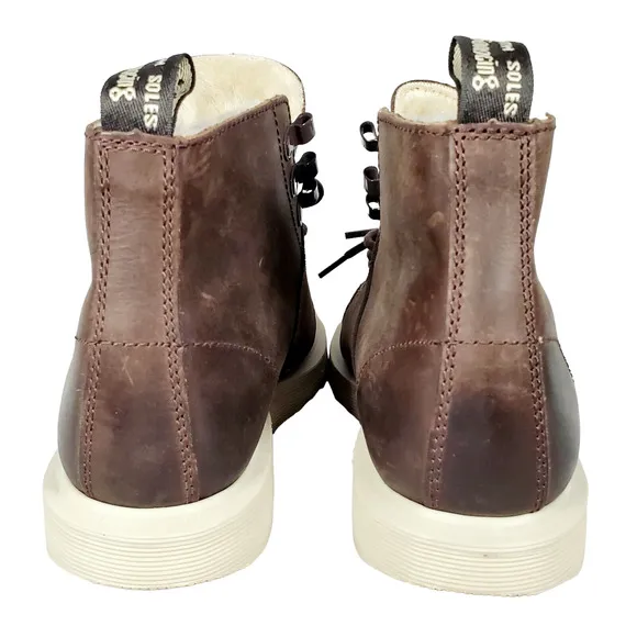 Dr. Martens LESBOOTFL Brown Leather Faux Fur Lined Boots Womens 6, Fit 7- 7.5
