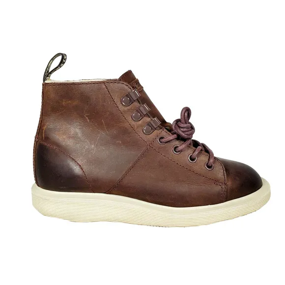 Dr. Martens LESBOOTFL Brown Leather Faux Fur Lined Boots Womens 6, Fit 7- 7.5