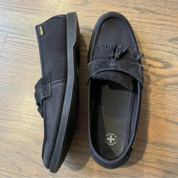 DR. MARTENS Perth Canvas and Suede Leather Tassel Loafer Shoes Mens 11