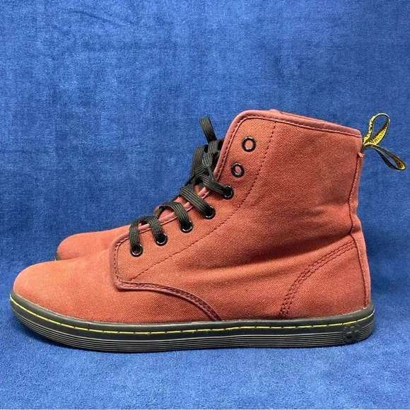 Dr. Martens womens shoreditch burgundy canvas combat boots size 10 US