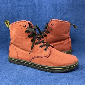 Dr. Martens womens shoreditch burgundy canvas combat boots size 10 US