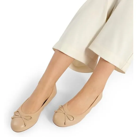 Dream Pairs Flats Shoes Women Cream Polyurethane Foldable Ballet Round Toe Shoes