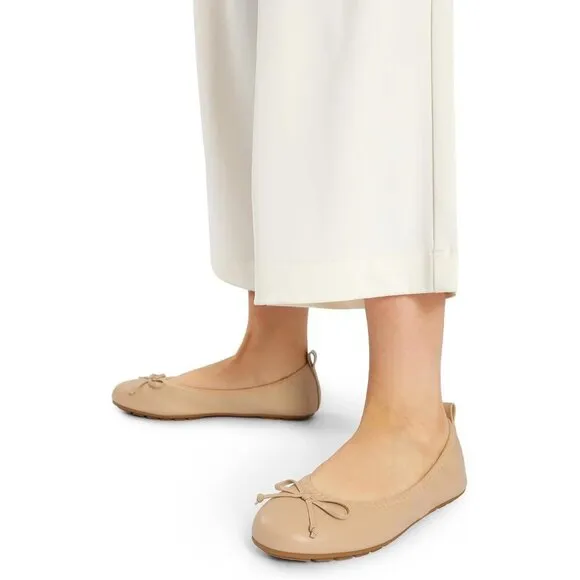Dream Pairs Flats Shoes Women Cream Polyurethane Foldable Ballet Round Toe Shoes