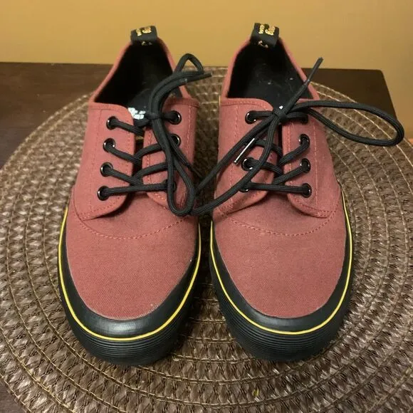 Dr Martens Jacy Cherry Red Canvas 4 Eyelid Women's 21967600 Size 7 EUC