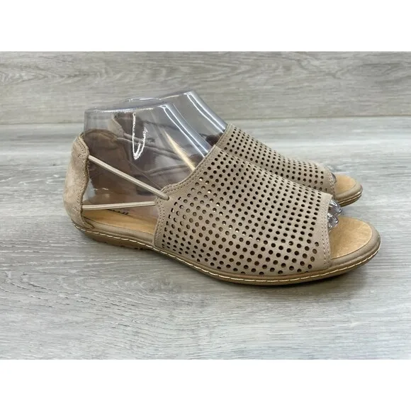 Earth Shelly 601812WW Women's US 7D Brown Perforated Leather Slingback Sandal