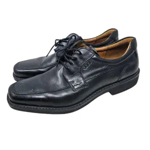 Ecco 44 Seattle Tie Dress Shoes Black Leather Lace UP Loafer Career Professional