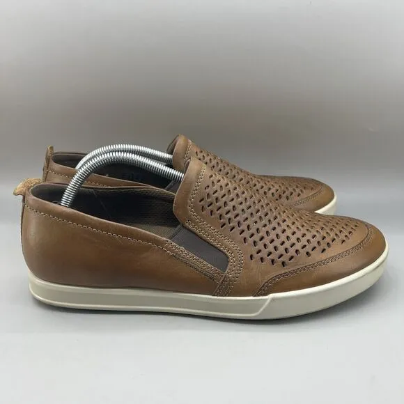 ECCO Collin 2.0 Loafers Men Size 10 Brown Perforated Leather Comfort Low Shoes