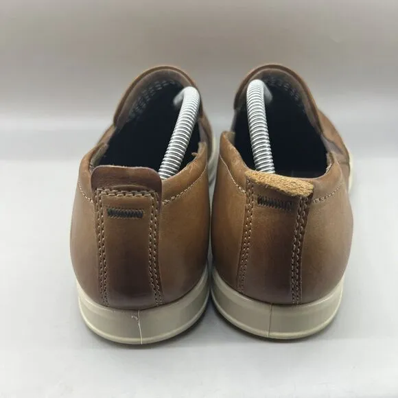 ECCO Collin 2.0 Loafers Men Size 10 Brown Perforated Leather Comfort Low Shoes