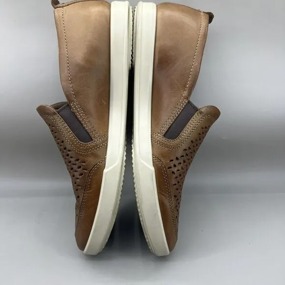 ECCO Collin 2.0 Loafers Men Size 10 Brown Perforated Leather Comfort Low Shoes