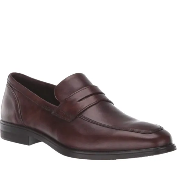 Ecco Melbourne brown amber leather penny loafers shoes size 9