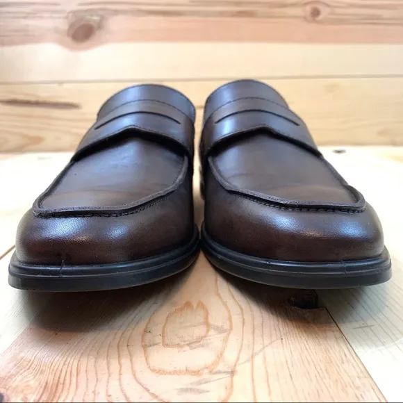 Ecco Melbourne brown amber leather penny loafers shoes size 9