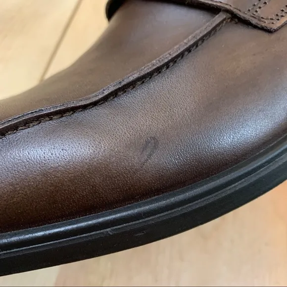 Ecco Melbourne brown amber leather penny loafers shoes size 9