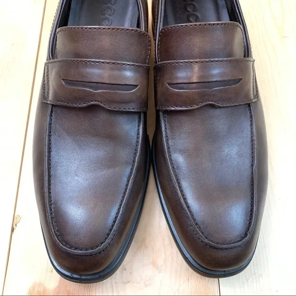Ecco Melbourne brown amber leather penny loafers shoes size 9