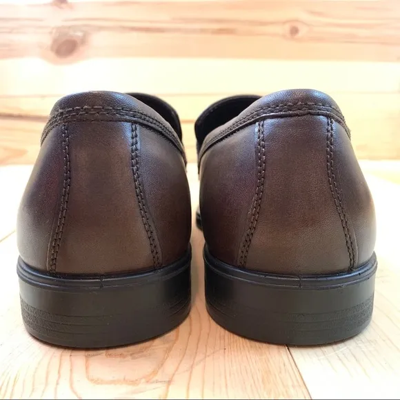 Ecco Melbourne brown amber leather penny loafers shoes size 9