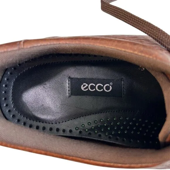 ECCO Men's Brown Leather Lace-Up Sneakers Size 15M Casual Comfort Shoes