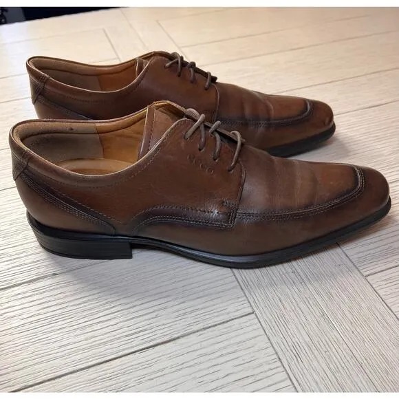 ECCO‎ men's lace up amber brown oxford leather dress shoes. EU size 46