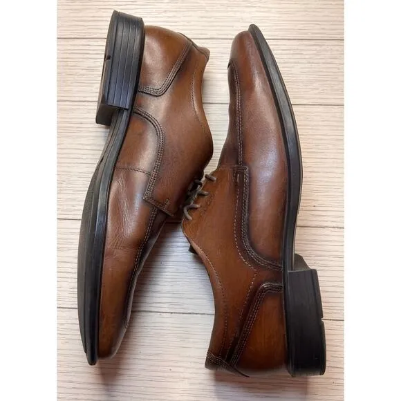 ECCO‎ men's lace up amber brown oxford leather dress shoes. EU size 46