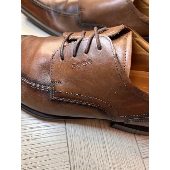 ECCO‎ men's lace up amber brown oxford leather dress shoes. EU size 46