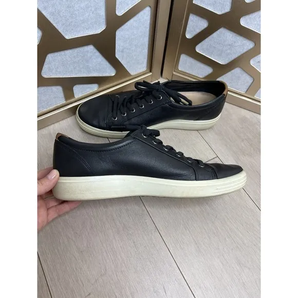 Ecco mens shoes Soft 7 Casual Black Leather Sneakers SZ 10 US 44 EU
