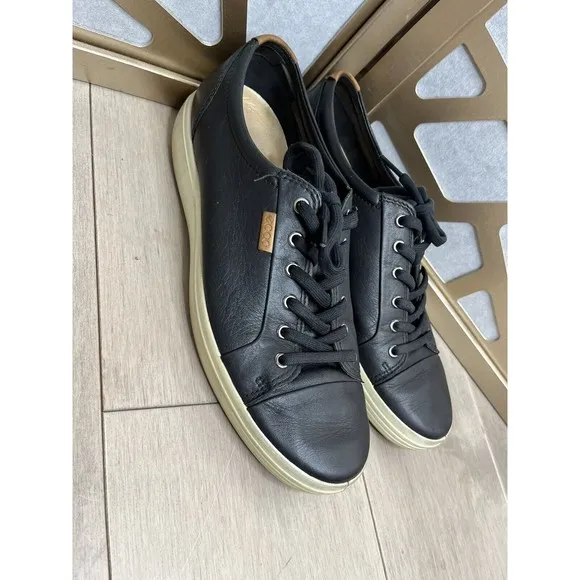Ecco mens shoes Soft 7 Casual Black Leather Sneakers SZ 10 US 44 EU